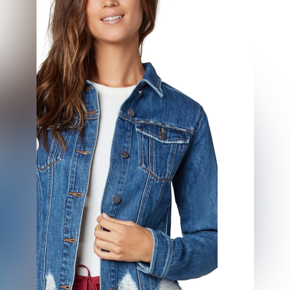NEW Liverpool Stylish Blue Shredded Hem Denim Jacket for Women Large